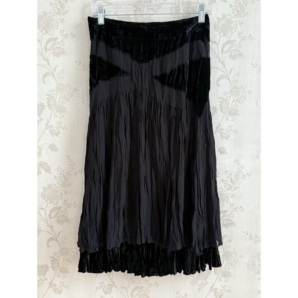 Vtg Alberto Makali Velvet Crinkle Skirt Sz 6 Goth Witchy Dark Fairy Whimsigoth - Picture 2 of 11